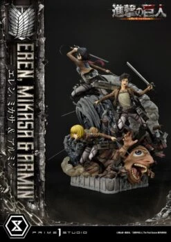 L'ATTAQUE DES TITANS - Eren, Mikasa & Armin - Statuette Ultimate 72cm
